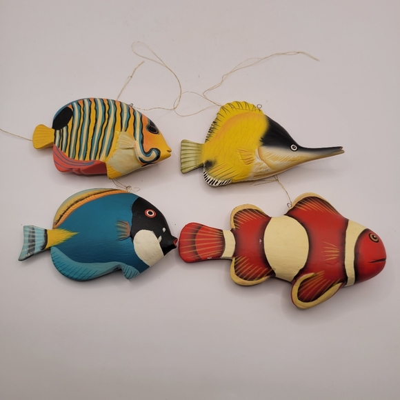 Hand Painted Wood Fish Ornaments - Picture 3 of 7